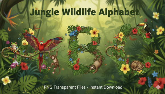 Download Lungle Animal and Flora Alphabet PNG - Alphabet Collection