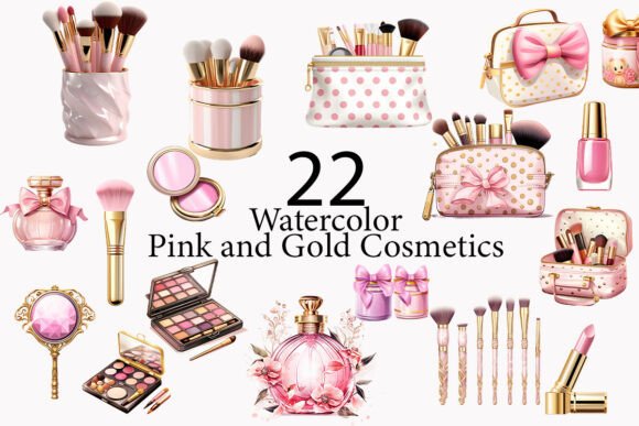 Download Pink and Gold Cosmetics Clip Art - Cosmetic Collection