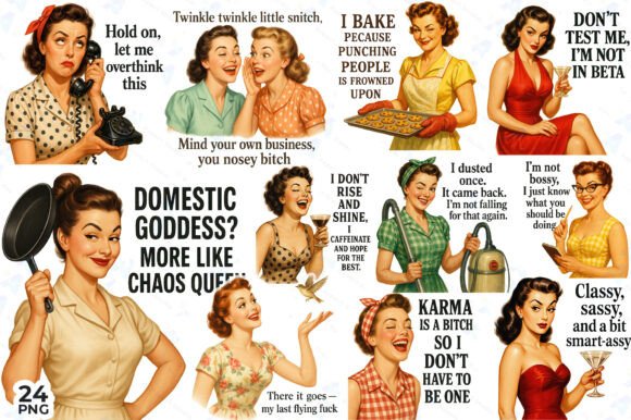 Download Retro Housewife PNG, Sarcastic Women - Women Collection