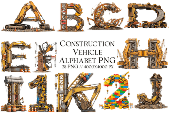 Download Construction Vehicle Alphabet PNG - Alphabet Collection