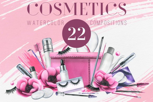 Download Eye Cosmetics Watercolor Compositions - Cosmetic Collection